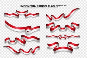 Indonesië lint vlaggen set, element ontwerp, 3D-stijl. vector illustratie