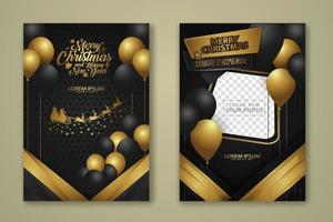 luxe kerstaffiche sjabloon met glanzend goud en textuur achtergrond. vector illustratie