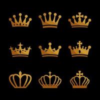 gouden kroon icon set vector