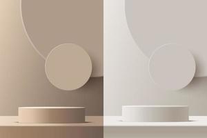 productpodiummodel met abstracte achtergrond op beige en witte achtergrond, vector 3d illustratie