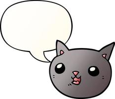 cartoon kat en tekstballon in vloeiende verloopstijl vector