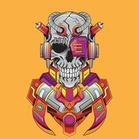 schedel cyborg mecha mascotte voor tshirt en teken, poster, kaart, banner, t-shirt, embleem. vector