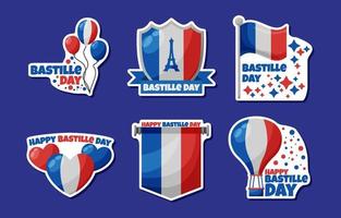 set van Bastille Day-stickerpakket vector
