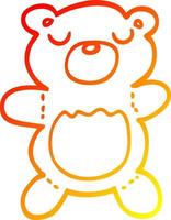 warme gradiënt lijntekening cartoon teddybeer vector