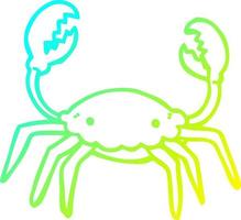 koude gradiënt lijntekening cartoon krab vector