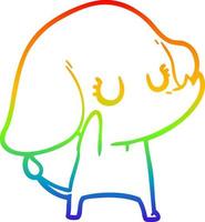 regenbooggradiënt lijntekening schattige cartoon olifant vector