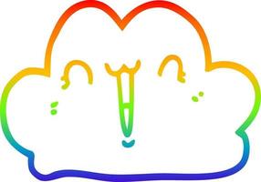 regenbooggradiënt lijntekening leuke cartoon wolk vector