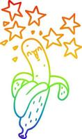 regenbooggradiënt lijntekening cartoon magische banaan vector