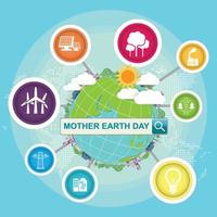 moeder aarde dag concept met globe en groen. wereld Milieu Dag. vector