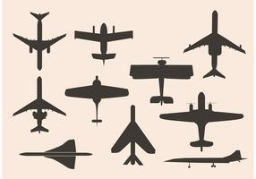 Diverse vliegtuigen in zwart vector