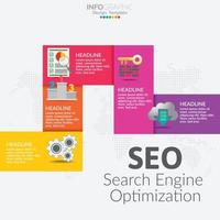 infographic seo-concept met opties of stappen. vector