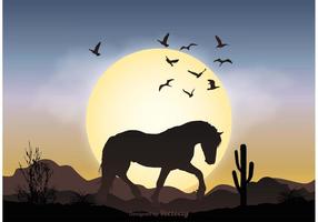 Wild Horse Landscape Illustratie vector