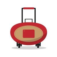 cartoon bagage koffer op wielen. isoleren op een grijze achtergrond. vector illustratie