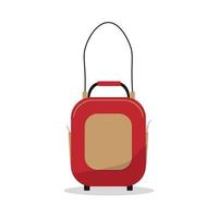 cartoon bagage koffer op wielen. isoleren op een grijze achtergrond. vector illustratie