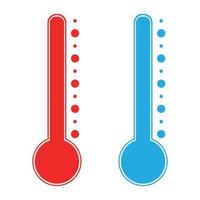 thermometer koud en warm icoon. bevriezen temperatuur vector weer warm koel indicator. meteorologiethermometers die warmte en koude meten. vector illustratie