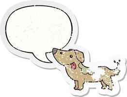 cartoon hond en tekstballon noodlijdende sticker vector