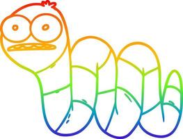 regenbooggradiënt lijntekening cartoon nerveuze worm vector