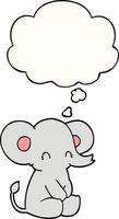 schattige cartoon olifant en gedachte bel vector