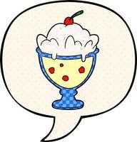 cartoon smakelijk dessert en tekstballon in stripboekstijl vector