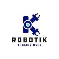 robot hand illustratie logo met letter k vector