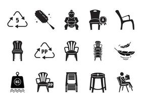 plastic stoelen gryph icon set vector