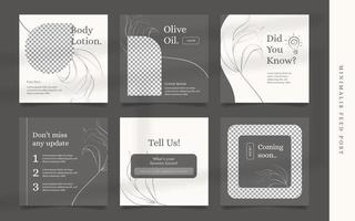 set van minimalistische esthetische cosmetische flyer of social media postsjabloon vector