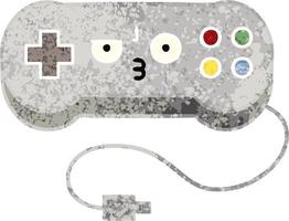 retro illustratie stijl cartoon game controller vector