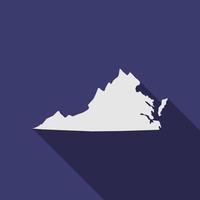 Virginia staatskaart met lange schaduw vector