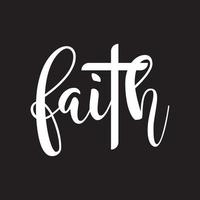 geloof vector, kalligrafie belettering tekst in cross shape.christianity citaat voor ontwerp vector