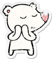 noodlijdende sticker van een happy cartoon ijsbeer vector