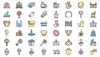 baby items pictogrammen instellen lijn kleur vector