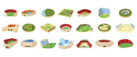 sport arena pictogrammenset, cartoon stijl vector