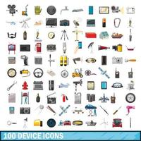 100 apparaat iconen set, cartoon stijl vector