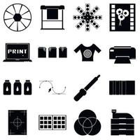 print items iconen set, eenvoudige stijl vector