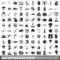 100 onderdrukking iconen set, eenvoudige stijl vector