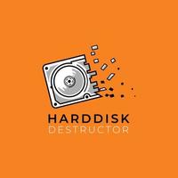 harde schijf destructor logo illustratie vector ontwerp