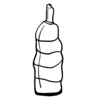 zwarte doodle van een fles. handgetekende badkamer accessoires illustratie. fles lijn kunst illustratie vector