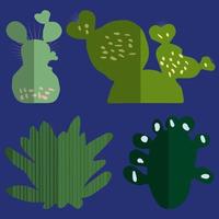 set van schattige cactussen en vetplanten. vintage silhouet stijl illustratie. vectorillustratie in vlakke stijl. sappige set. vector