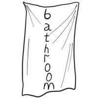 zwarte doodle van een handdoek. handgetekende badkamer accessoires illustratie. handdoek lijn kunst illustratie vector