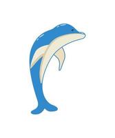 schattige cartoon dolfijn zwemmen, vectorillustratie van zeedier geïsoleerd op wit vector