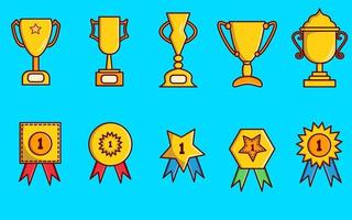 verschillende soorten trofeeën en medailles voor kampioenschap geïsoleerde vectorillustratie vector