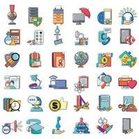 wetenschappelijke proces iconen set, cartoon stijl vector