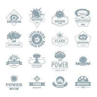 explosie power logo iconen set, eenvoudige stijl vector