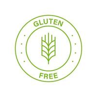 glutenvrije groene cirkel stempel. niet-tarweallergielabel voor restaurantmenu. biologisch voedsel gratis graan symbool. geen gluten voeding overzicht teken. geen glutendieetlogo. geïsoleerde vectorillustratie. vector