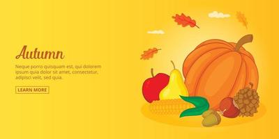 herfst voedsel banner horizontale man, cartoon stijl vector