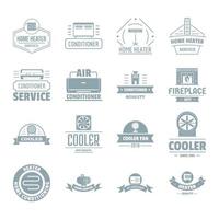 verwarming koeling logo iconen set, eenvoudige stijl vector