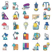 nacht studie iconen set, cartoon stijl vector