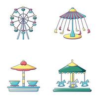 carrousel iconen set, cartoon stijl vector