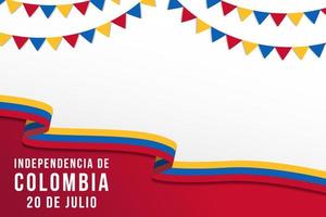 20 juli colombia onafhankelijkheidsdag achtergrondillustratie met copyspace vector