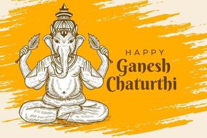 handgetekende gelukkige ganesh chaturthi festival achtergrond afbeelding vector